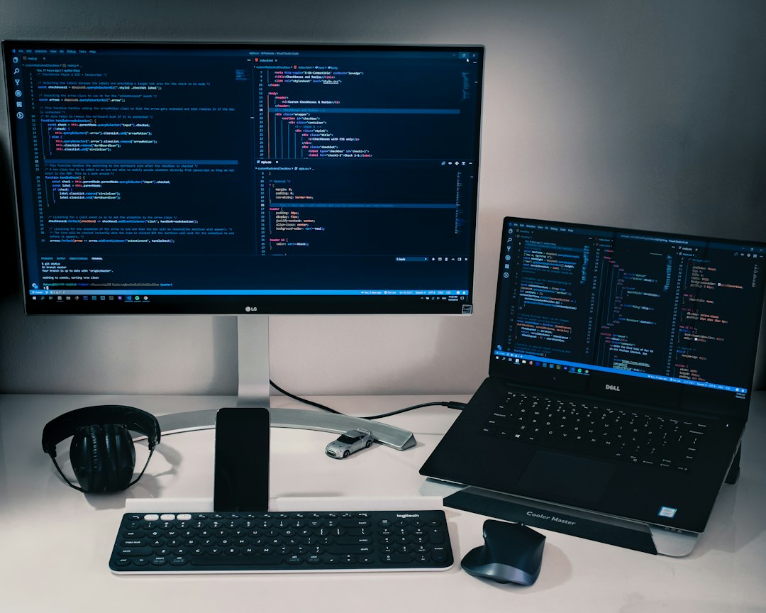 A developer at a desk, looking relieved as a terminal window displays a successful script execution, symbolizing automated task completion.